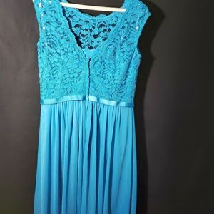 Short, knee length David's  Bridal Bridesmaid dres